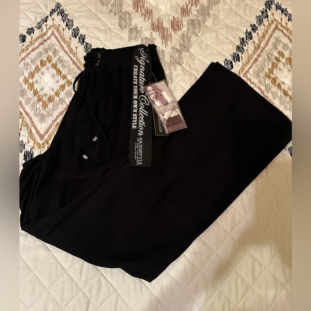 Women's Wide Leg Pull‎ on Dty Knit Pant with Elastic Waist and Self Adjustable M